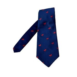 Pietpo Di Como Tie Mens Blue Red Donkey All Over Print3 1/2 1982